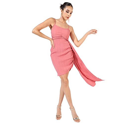 Image of PINACOLADA Women's Solid Dress for Casual Wear | Regular Sleeve | Quality Stretchable Fabric | Dress Crafted with Enhanced Stretch and Comfort Fit for Everyday Wear