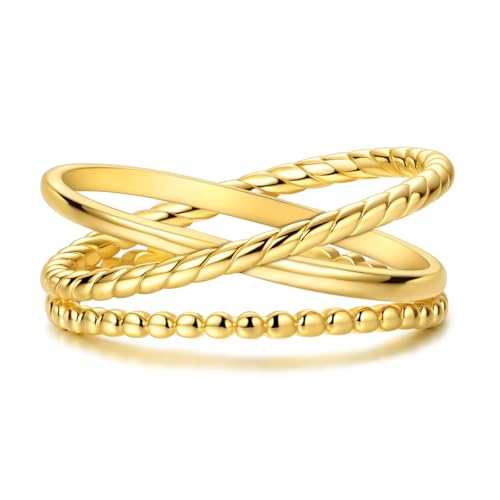 NARMO S925 Silver Rings for Women Gold Plated Entwined Line Ring Size 7 by NARMO - Used condition - Image 2