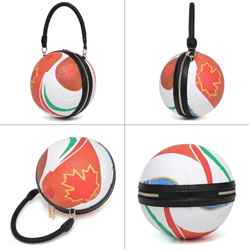 Image of Women Unique Novelty Football Purse, Ball Shaped Handbag Crossbody Shoulder Bag | Rugby