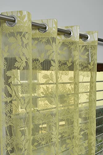 Image of Galaxy Home Decor Transparent Lily Net Curtain Sheer Curtains for Long Door 8 Feet, Pack of 1, Green