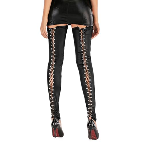 Legging en cuir synthétique à lacets pour vos soirées rock-club et concerts gothiques