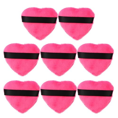 FRCOLOR Borla de Polvo Suelto en Forma de Corazón con Correa, 8 Piezas, Ligera Lienzo para Aplicación Completa de Maquillaje Facial