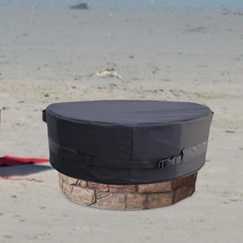 Bothyi Round Fire Pit Cover Firepit Protector Wearproof Heavy Duty Waterproof Garden Furniture Cover Protective Cover for Patio Yard, Large