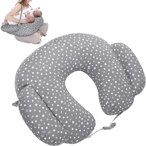 Image of MABOZOO Twin Nursing Pillows for Breastfeeding with Removable Cover,Adjustable Waist Strap Breastfeeding Pillow,Breastfeeding Pillows for More Support for Mom and Baby, 29.5*23*6.3, Dark Grey