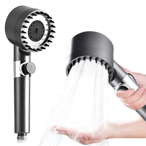 XUTONG Pommeau de Douche Haute Pression,Anti Calcaire Douchette Massant avec Stop,Douchette Haute Pression avec 3 Types de Jets,Spa/Massage Pomme de Douche