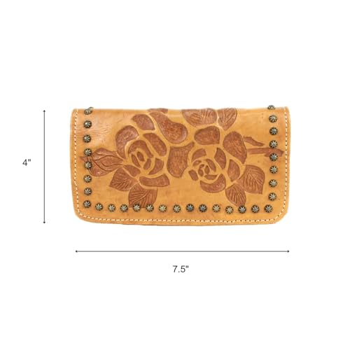 American West Women's Leather Trifold Wallet - Texas Rose Billfold2