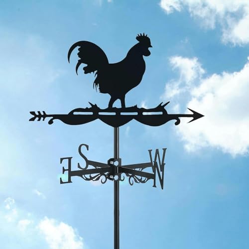 Veletas de Metal Decorativas con Forma de Gallo y Techo, Ideal para jardín, Patio, césped, Granja (Gallo)