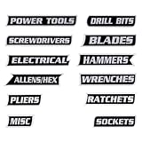 PAIYUE 12PCS Magnetic Tool Box Labels,Car Accessories Magnetic Toolbox Labels,Automotive Tools,Universal General Tool Box Organize Accessories,Suitable for Steel Toolboxes (Black, A Style)