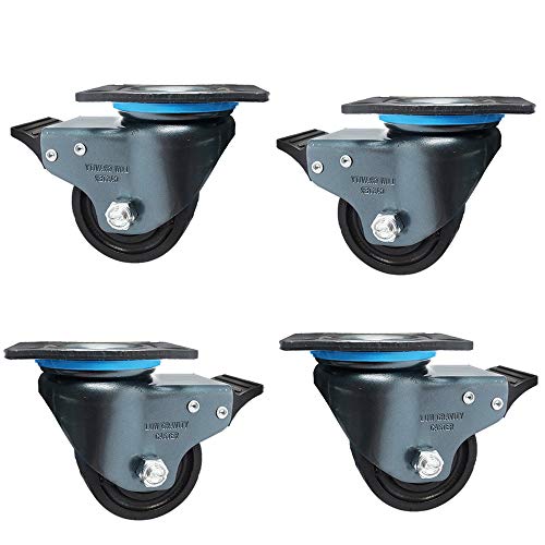 Hyfeng Premium-Schwerlastrollen Schwenkbare Lenkrollen,Nylon-Rollen Industrierollen Bremse(65/75 mm) schwarz 2000 kg (4er-Pack) Verwendung in Schwerlast-Werkbänken, Instrumentenkoffern usw Cover