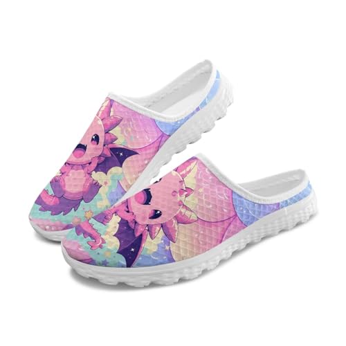 Womens Slip On Walking Loafers Lightweight Mesh Shoes Elastic Open Back House Casual Shoe Size 6-13.5 White Sole