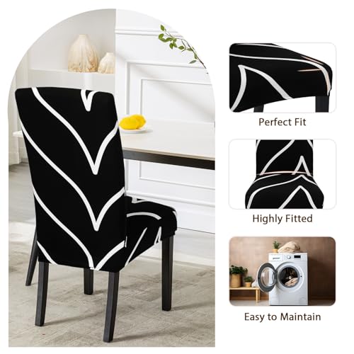 Image of SearchI Dining Room Chair Covers Set of 4, Stretch Parsons Chair Slipcovers Super Fit Spandex Removable Washable Kitchen Chair Protector Cover for Dining Room, Hotel, Ceremony (Black)