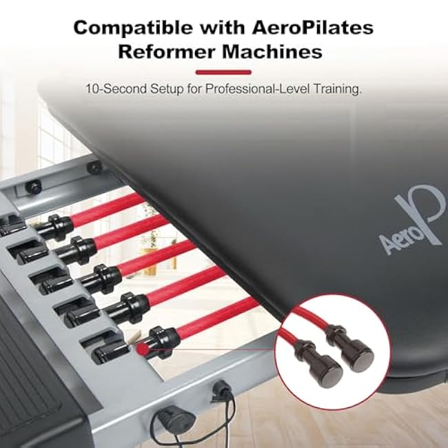 Double Power Resistance Cord - 2 Cords for Extra Resistance - Compatible with Select AeroPilates reformers ¨C 40% Extra Tension, Easy Installation, Durable Build