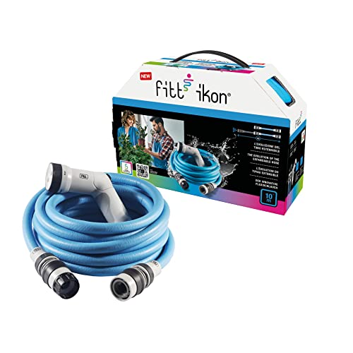 FITT IKON 10 m - Manguera de Agua de Jardín, Extensible, Compacta, Ligera y Lista para usar, con Pistola Multichorro, Azul - imagen 5