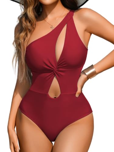 Kaei&Shi Sexy Cut Out One Piece Swimsuit,Twist Front One Shoulder Swimsuits,Women Monokini Bathing Suit Vacation Outfits