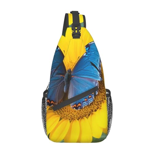 Sac bandoulière tournesol et papillon pour randonnée et voyage décontracté