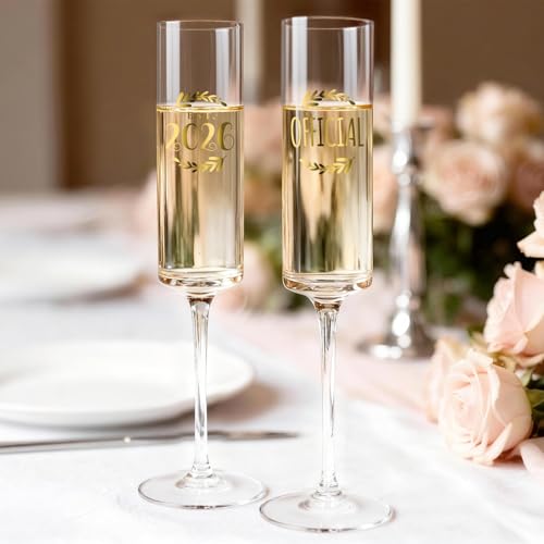 Image of AW BRIDAL Engagement Champagne Flutes Set of 2 with Wooden Keepsake Box | Wedding Gifts for Couples 2026, Newly Engaged Gift, Toasting Glasses for Bride and Groom, Bridal Shower Gifts for Bride