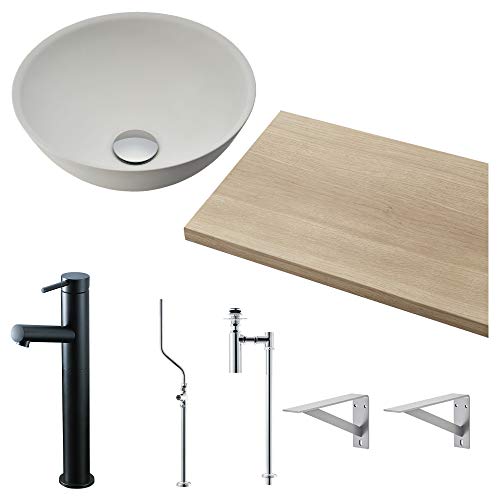 LIXIL(リクシル) INAX どこでも手洗 間口600o 木・ライトオーク 波工房/マットホワイト マットブラック 床給水・床排水