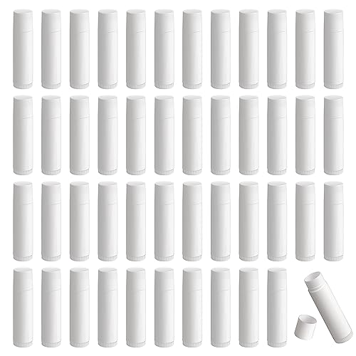 Lippenstifthülsen Leer 50 Stück Lippenstift Tubes Wiederverwendbar Kunststoff Leer Lippenpflegestift Nachfüllbar mit Kappe für DIY Hausgemachte Lippenbalsams (Weiß 5g)