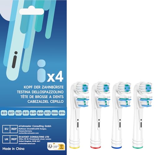FEUP Dual Clean Replacement Brush Heads Compatible with Oral B Pro 1000 Vitality & Most Electric Toothbrush Models - 4 Count