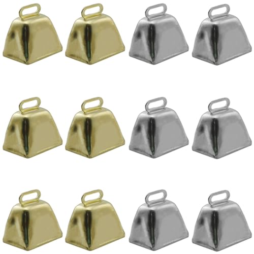 XGNG 50PCS Gold and Silver Crafts Christmas Small Cowbells Mini Cow Bells for Birthday Wedding Party Christmas Dog Cat Decor