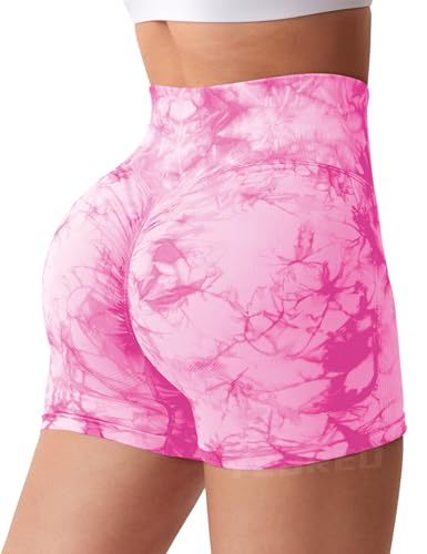 Image of YEOREO Women High Waist Workout Yoga Gym Smile Contour Seamless Cycling Shorts