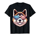 akita inu bandiera americana divertente patriottica usa dog lover maglietta