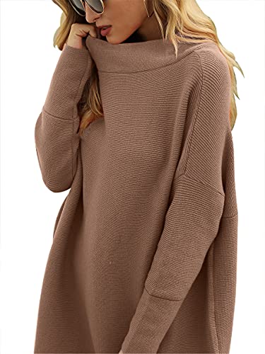 Anrabess Sweater For Women 2023 Fall Casual Loose Oversized Turtleneck Sweaters Dress Long Sleeve Baggy Slouchy Chunky Knit Cozy Warm Winter Pullover Tunic A277Doukou-L #TOP3
