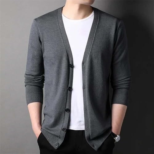 Men Casual V Neck Button Front Cardigan Sweater Soft Knitwear Long Sleeve Lightweight Sweater3