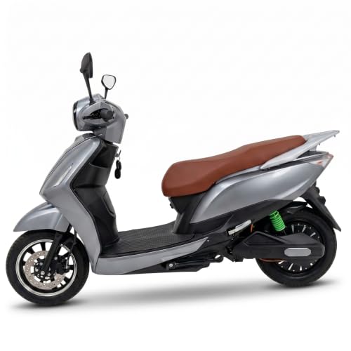 Image of AMO Feisty E1 Electric Scooter, Low Speed, Non-RTO, 60-70 Km Range, Lithium-ion Battery, with Portable Charger (Grey)
