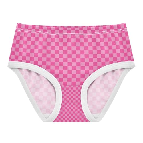 Pink Checkered Soft Cotton Girls Underwear Set for Toddlers 2T 8Y - Breathable and Stylish Kids Panties