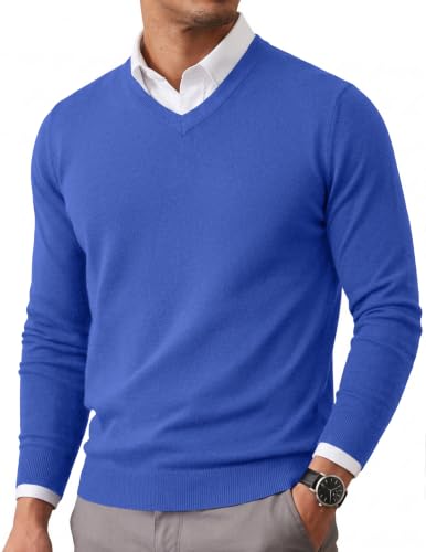 Image of COOFANDY Mens Casual V Neck Sweater Knit Slim Fit Long Sleeve Pullover Top