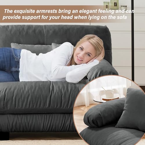 Image of SoarFlash Sectional Sofas Couches for Living Room, L Shaped Couch Sofa Set, Small Couches for Small Spaces, Apartment with Movable Ottoman, Grey