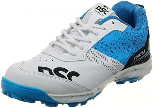 DSC Zooter Cricket Shoe for Men and Boys, Size-9 UK (White-Blue)