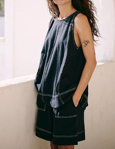 Zontroldy Women's Summer Sleeveless Tank Top Matching Shorts Tracksuits 2 Piece Beach Vacation Outfits4