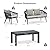 PURPLE LEAF 4 Pieces Patio Conversation Set Outdoor Wicker Furniture with Aluminum Table and Rattan Chairs Sofa Cushions Included for Porch Backyard Garden Balcony Gray