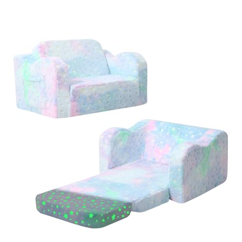 MeMoreCool Kindersofa Ausklappbar, 2-in-1 Faltbarer Kindersessel...