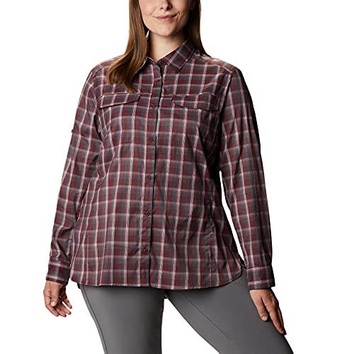 Columbia Women's Silver Ridge Lite Long Sleeve Shirt, Malbec Plaid, X-Large
