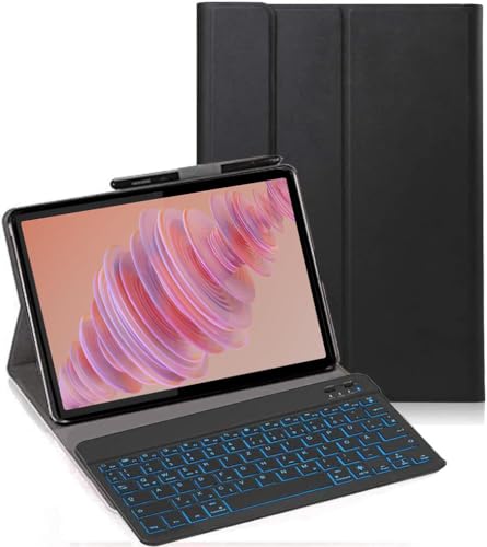 YHFZR Teclado Funda para Lenovo Tab P11 Tablet 11 Pulgada TB335FC 2025, (QWERTY English) 7 Colores Desmontable Teclado Wireless Keyboard Case, Negro