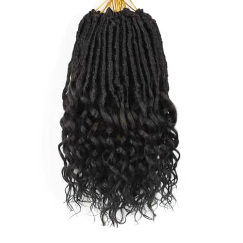 Deep Faux Locs Crochet Hair 10 Inch 8 Packs Goddess Locs Faux Locs Soft Locs Crochet Braids with Curly Ends Pre Looped Deep Wavy Crochet Hair for Black Women(10 Inch, Jet Black)