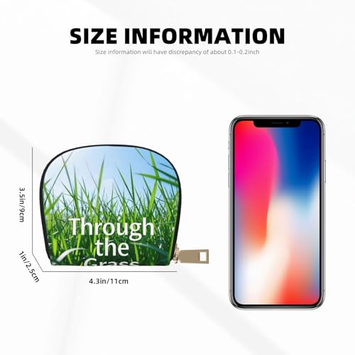 Through the Grass Print Credit Card Holder, PU Leather Small Card Bag Wallets with Zipper for Women Men id Business Card3