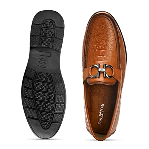 Image of San Frissco Men's Lightweight Horsebit Loafer Lightweight Woven Moccasins Formal, Casual Driving Shoes for Men /Synthetic Leather /Cushioned Footbed Designed for All Seasons