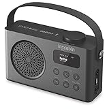 Con pantalla LCD Inscabin P9 Radio Digital portátil Dab/Dab + FM/Altavoz inalámbrico portátil con Bluetooth/Sonido estéreo/Hermoso diseño/Reloj Despertador Dual/Subwoofer/Batería Recargable (P9-Blcak)