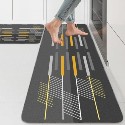 Image of Kitchen Anti Slip Mat for Floor, Waterproof Washable Kitchen Mats, Non Slip Kitchen Floor Mats for Home, Soft Mats for Kitchen, Kitchen Mats for Floor Anti Slip (4 LINE- Abstract)