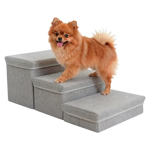 NEUROVEX 犬ステップ 犬用階段 収納付き 3段 収納ボックス 折りたたみ式 耐荷重約30kg 分離可能 多機能 ケガ防止 猫 小型犬 中型犬 大型犬用