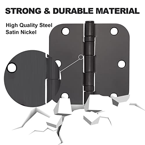 3 Pack Matte Black Door Hinges Black 3.5 x 3.5 Inch Interior Door Hinges 3 1/2 Inch Thicken with Round 5/8" Radius Corners, Hardware Door Hinge Replacement - Image 3