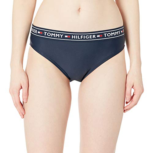 Tommy Hilfiger Women's Classic Full Coverage Bikini Bottom, Navy Logo, M