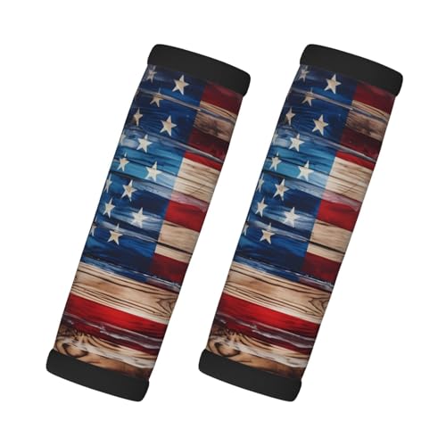 Vintage US Flag Handle Wrap Set of 2, Soft Handle Grip for Women Men Travel Luggage Outdoor Bag Markers Decor