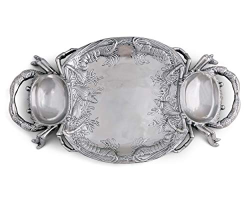 Arthur Court Aluminum Metal Crab Platter/Tray Heavy Quality Coastal DÃ©cor for Serving Food and Drinks 24 Inches x 13.5 Inches
