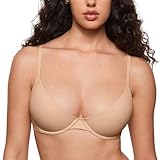 INLYRIC Women's Inbarely Plus Balconette Bra - Lightly Padded Underwire Sexy Tshirt Demi Bras Supportive Warm Beige - Size Up One Cup 34DD