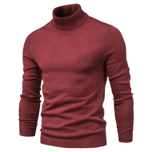 Mens Winter Fashion Sweater Thick Warm Pullovers High Collar Basic Casual Slim Comfortable Sweaters